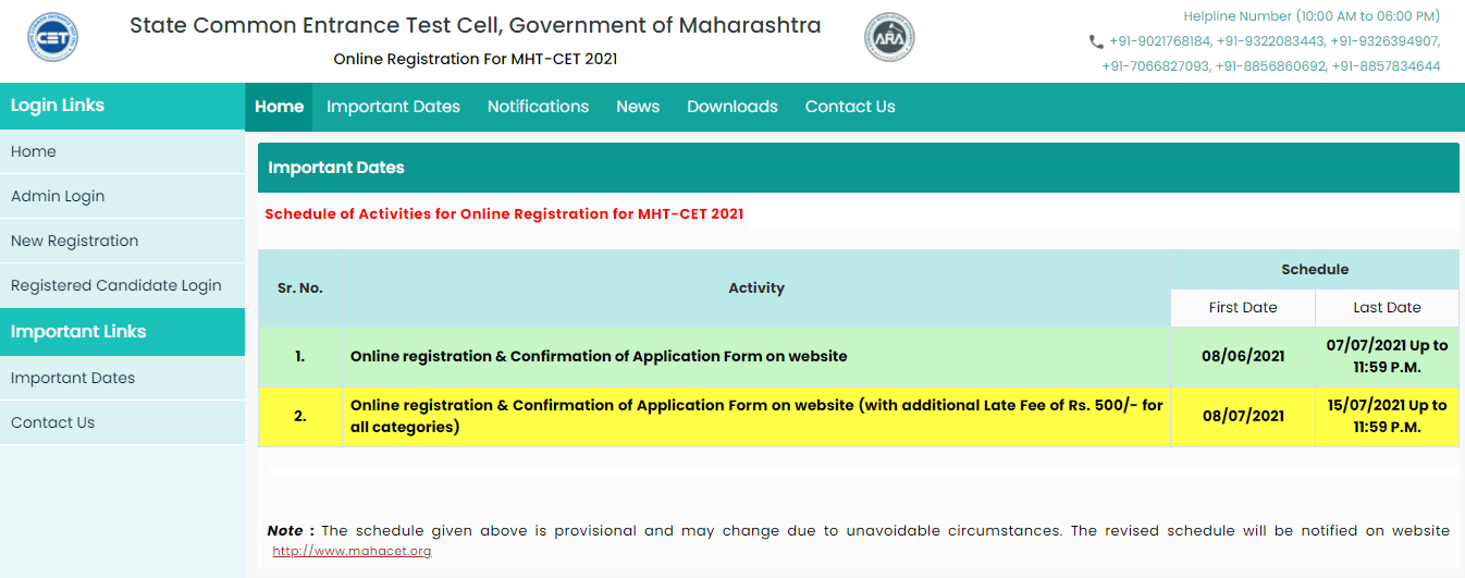 MHTCET Notification