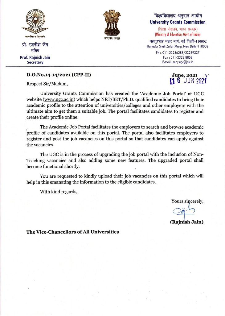 UGC Official Notification